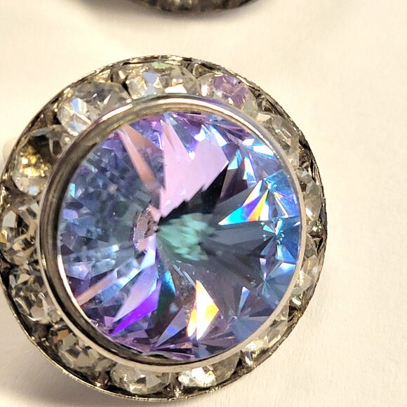Aurora Borealis Clip On Earrings, 22mm Aurora Borealis ClipOns - Picture 5 of 6